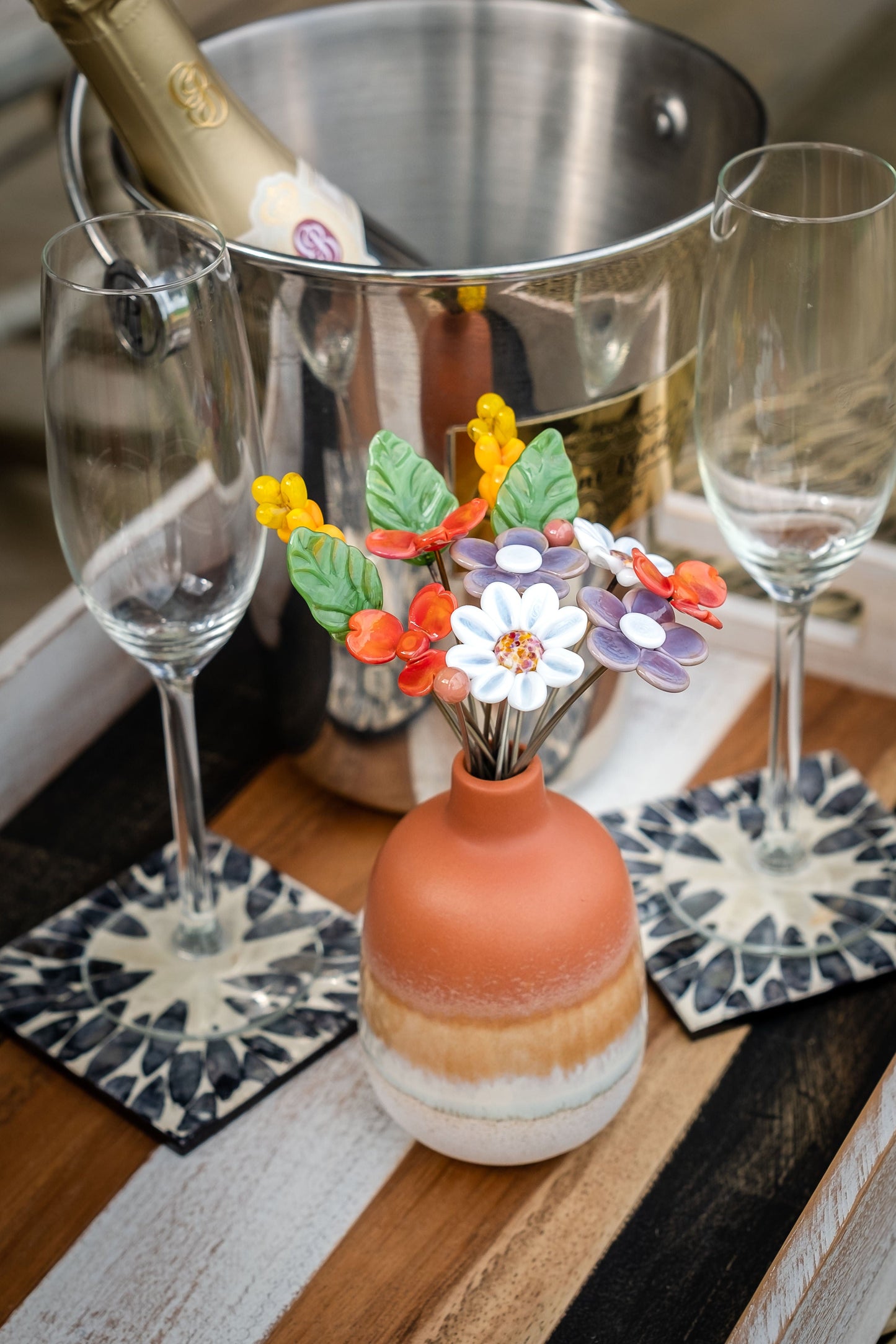 theglassflorist Ceramic Glass Flower Bouquet