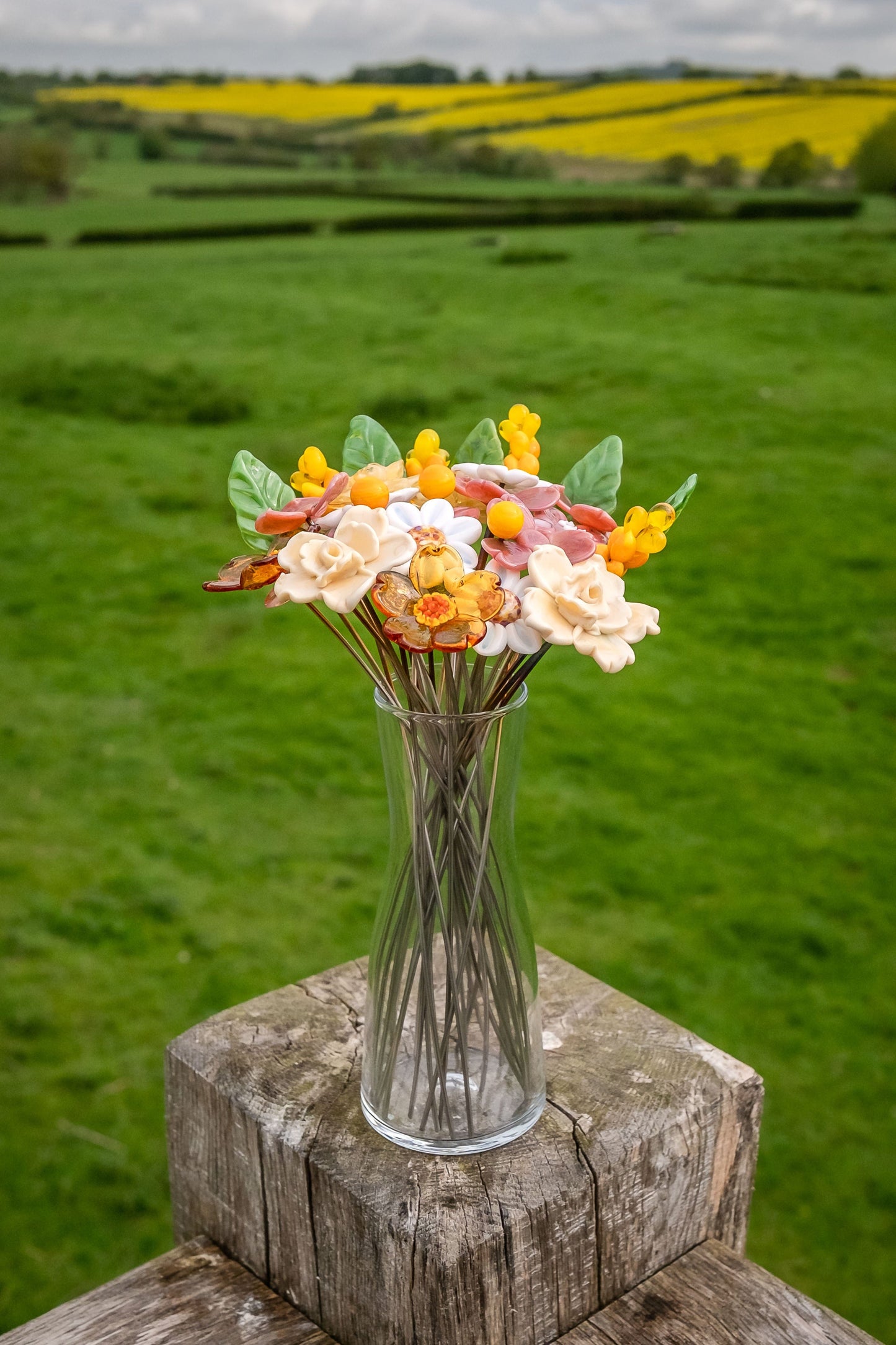 theglassflorist Sunset Classic Glass Flower Bouquet