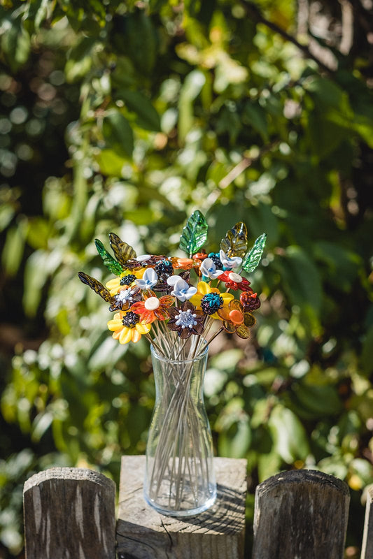 theglassflorist Autumn Florals Glass Flower Bouquet