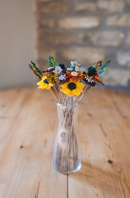 theglassflorist Autumn Florals Glass Flower Bouquet