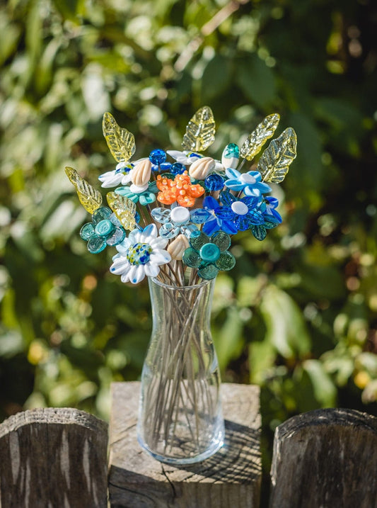 theglassflorist Ocean Flower Glass Flower Bouquet
