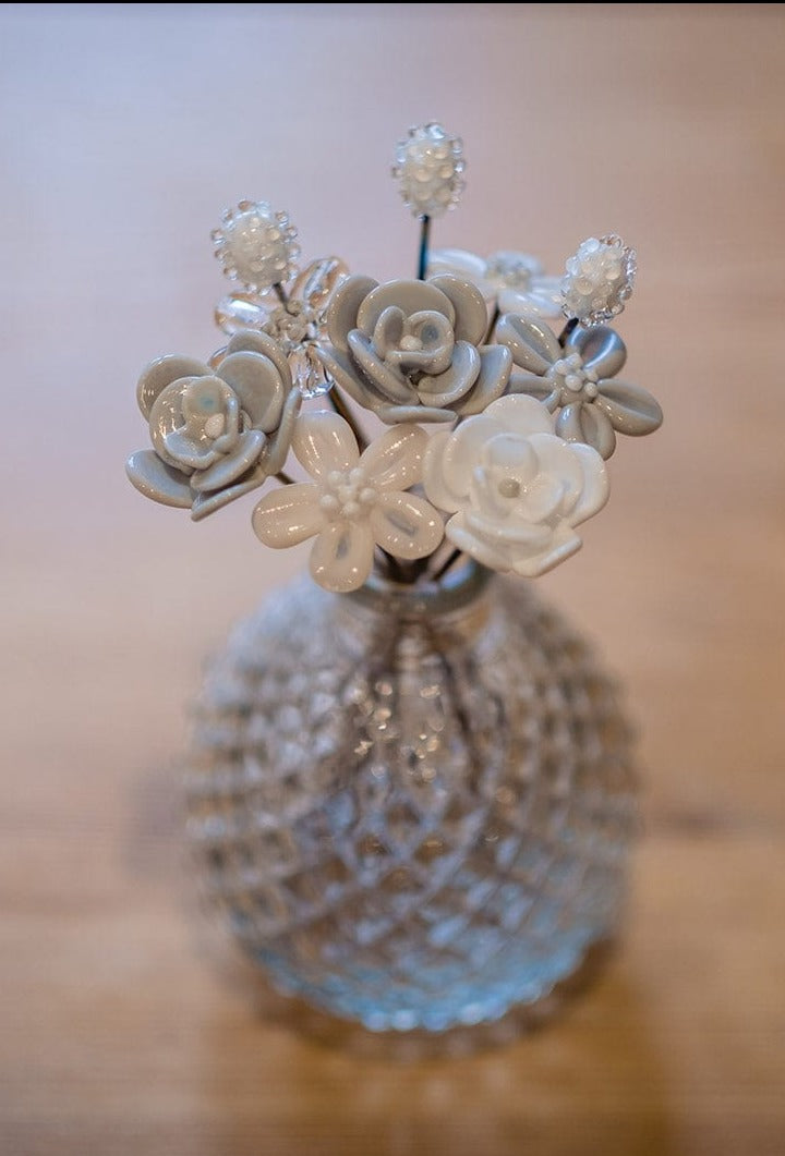 theglassflorist Snowball Glass Flower Bouquet