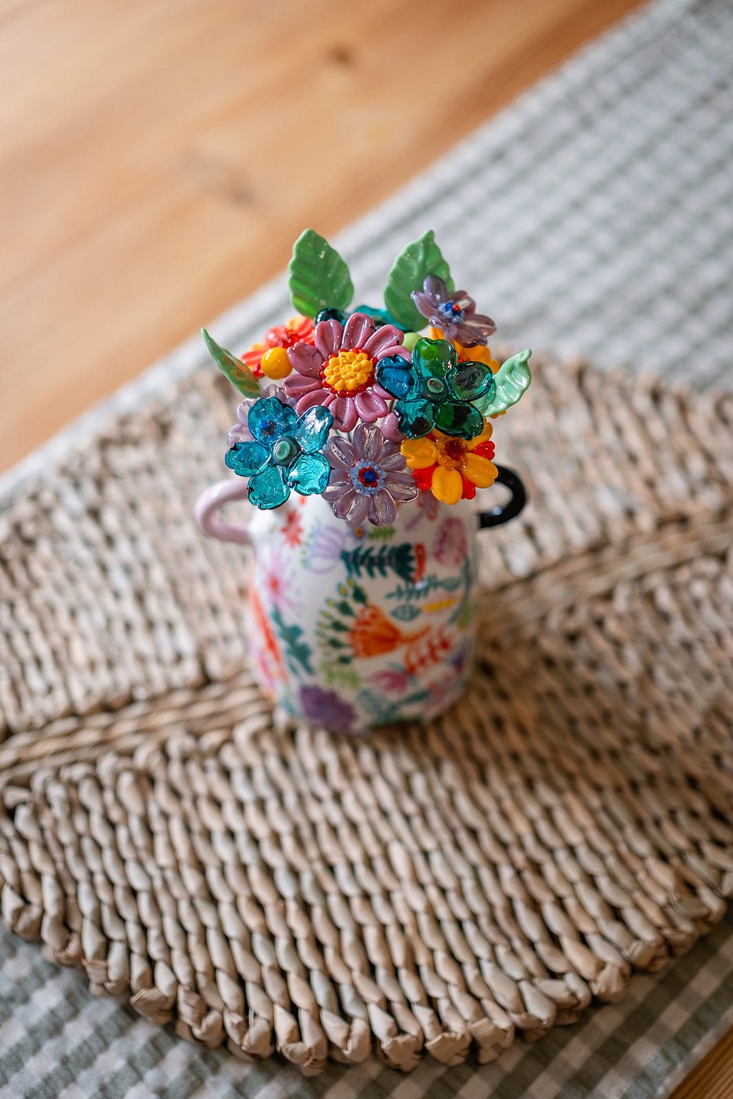 theglassflorist Burst of Blooms in Ceramic Amphora Vase