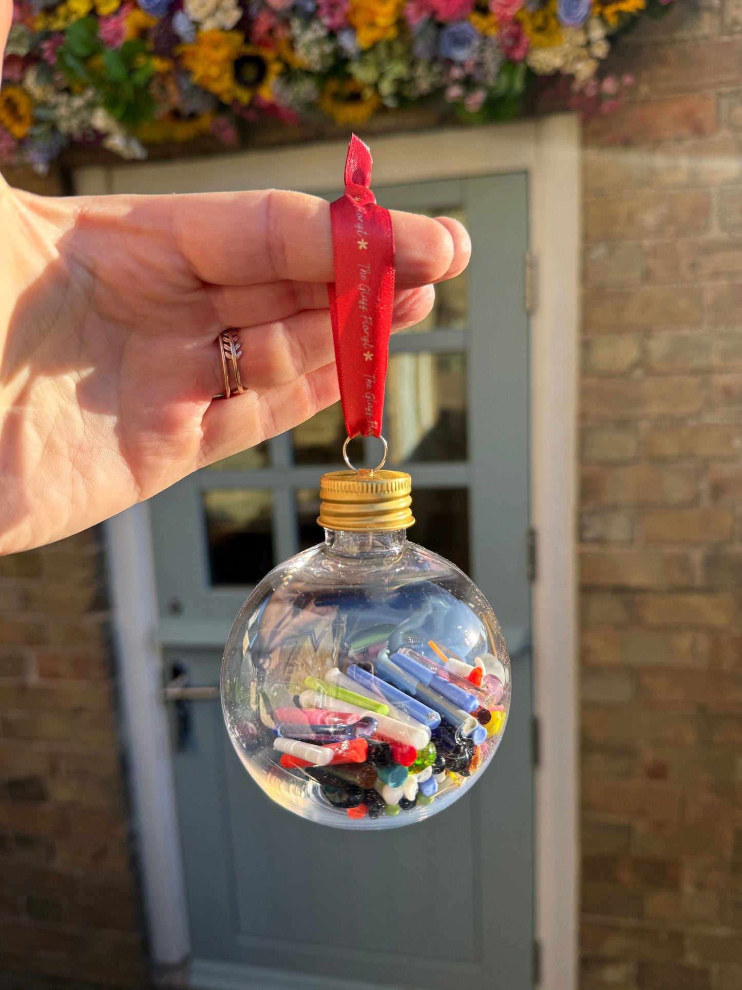 theglassflorist Christmas Bauble with recycled glass