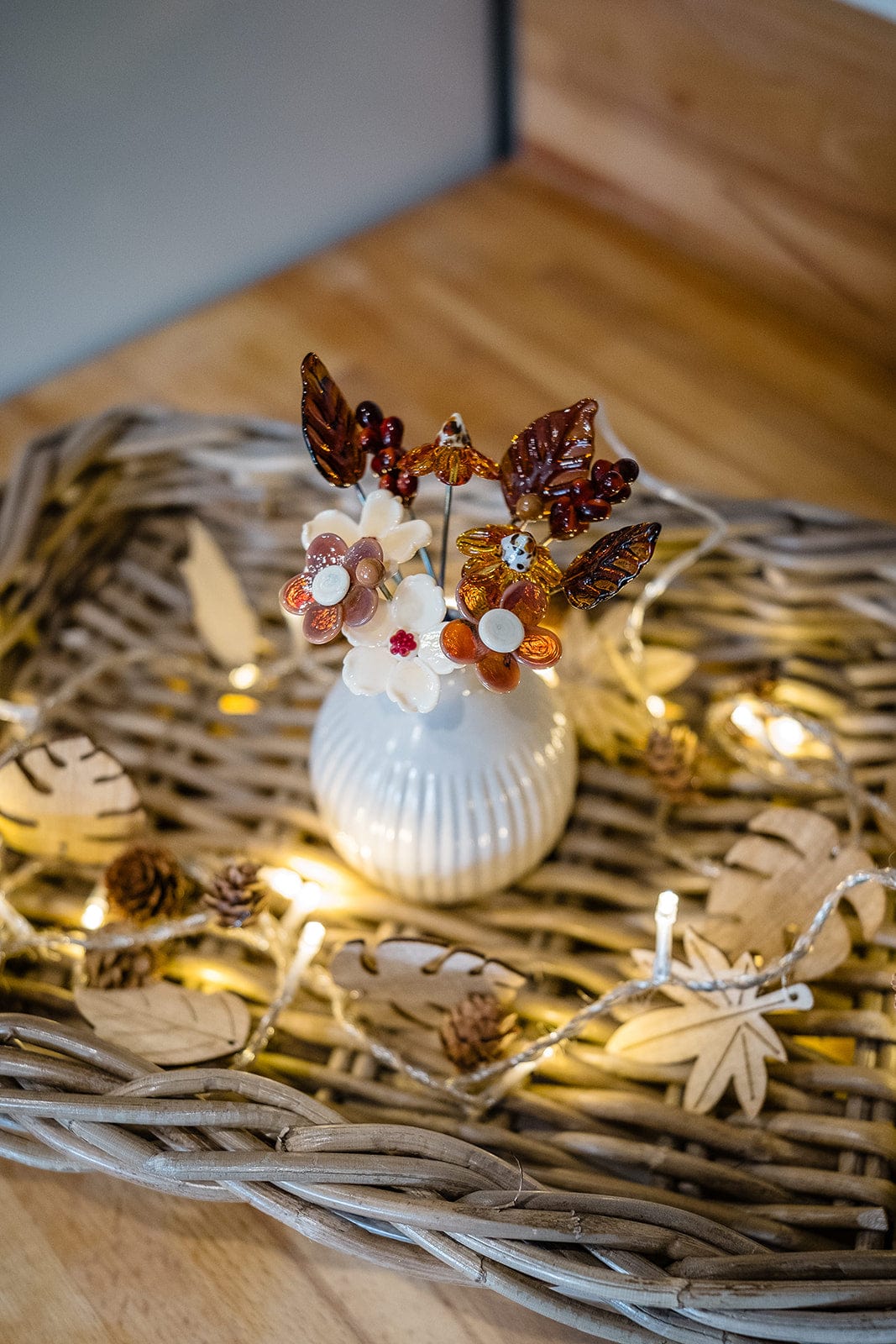 theglassflorist Cosy autumn Days Bouquet with Ceramic Vase