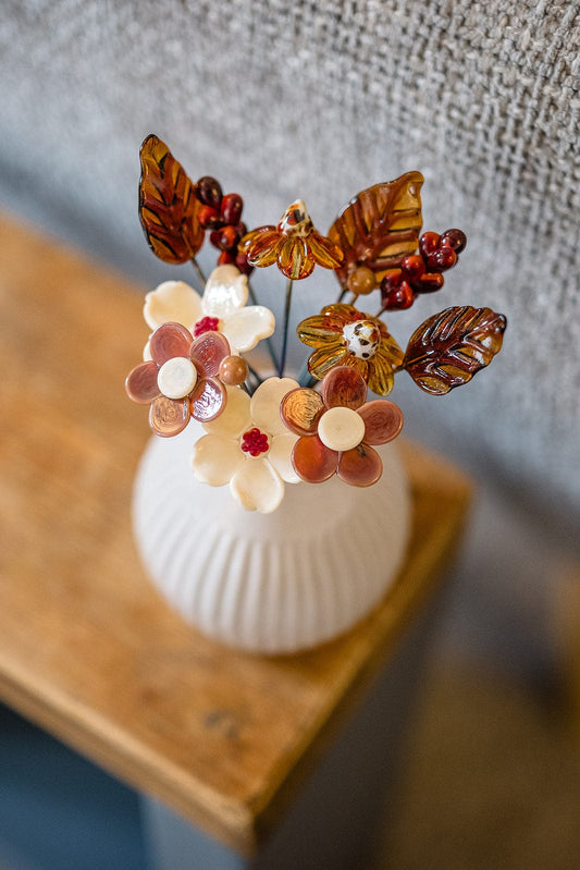 theglassflorist Cosy autumn Days Bouquet with Ceramic Vase