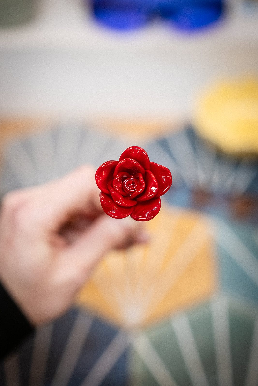 theglassflorist Glass Flower A single Red Rose Glass Flower Stem