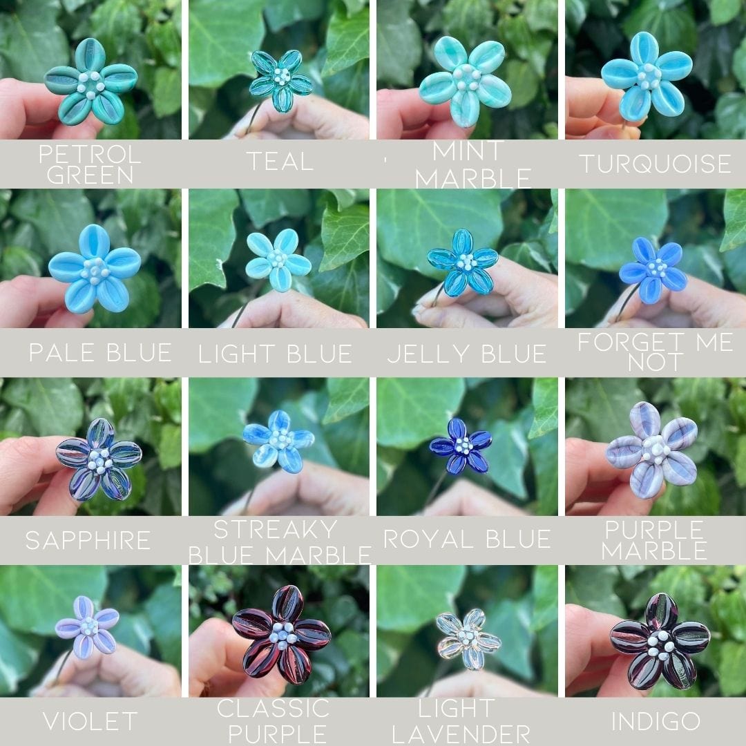 theglassflorist Individual Forget-me-not Glass Flower Stem