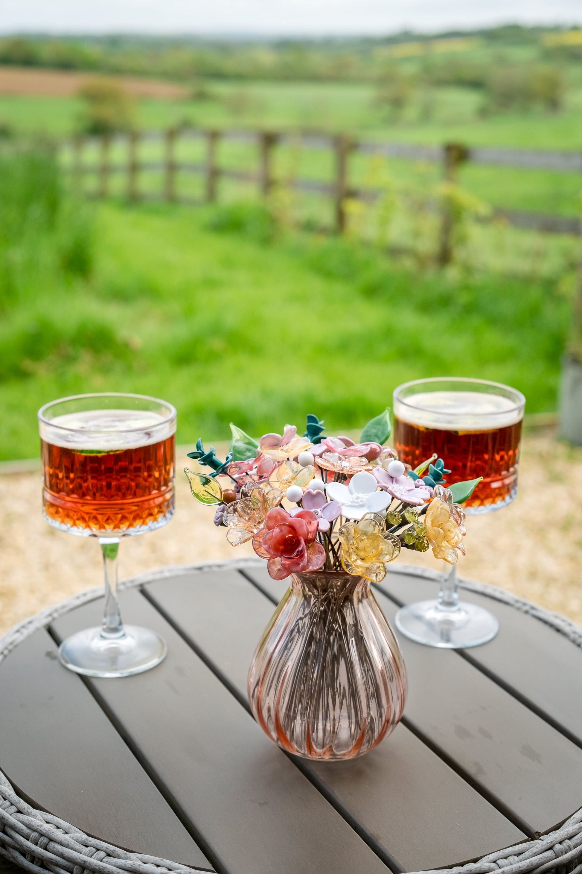 theglassflorist Pink Wedding Premium Glass Flower Bouquet