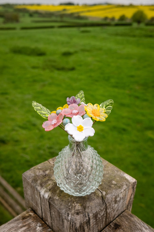theglassflorist Summer Bloom Mini Glass Flower Bouquet