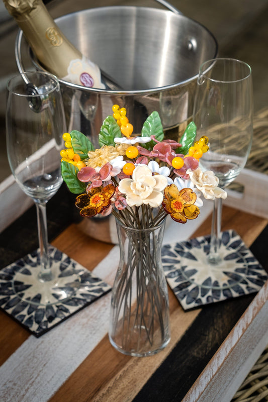 theglassflorist Sunset Classic Glass Flower Bouquet