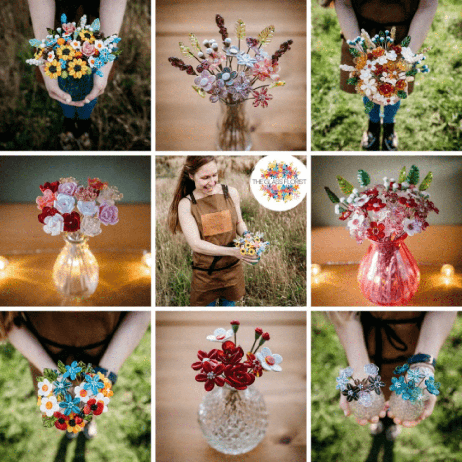 theglassflorist Autumn Florals Glass Flower Bouquet