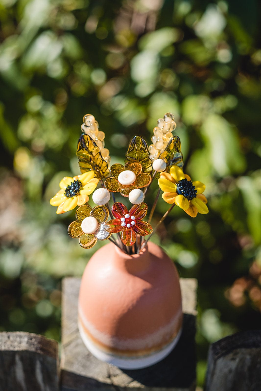 theglassflorist Autumnal Sunflower Glass Flower Bouquet