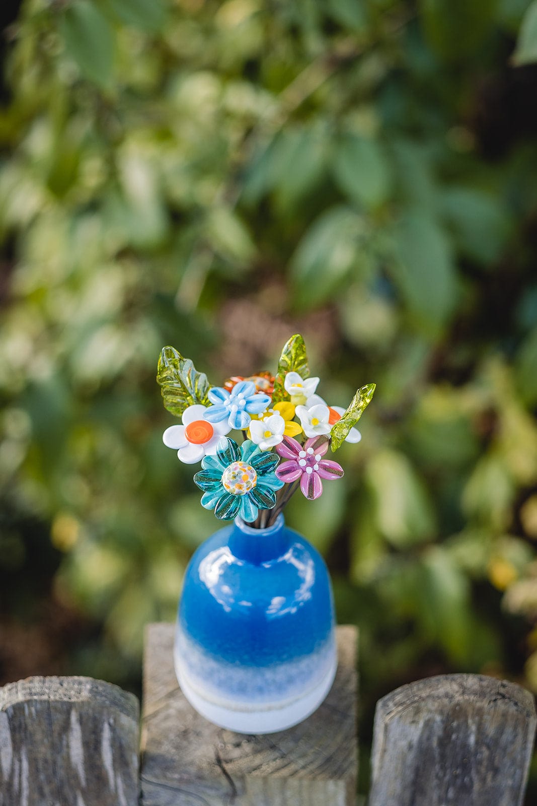 theglassflorist Bright and Blue Glass Flower Bouquet