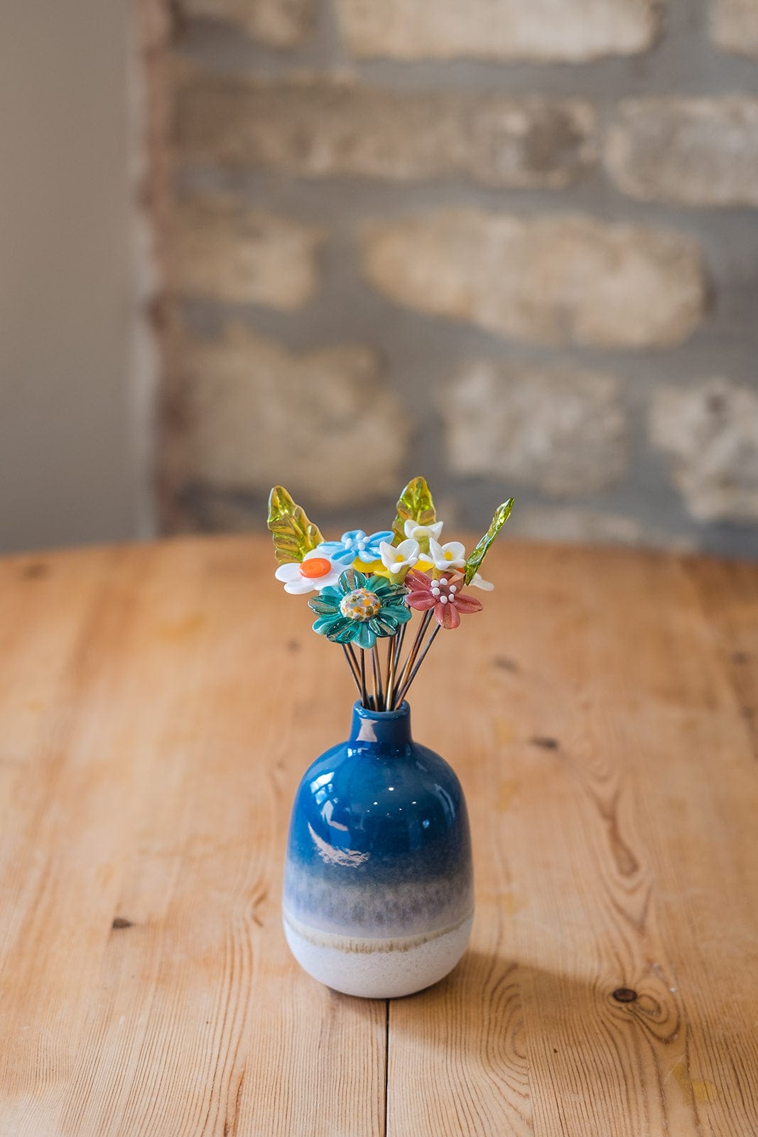 theglassflorist Bright and Blue Glass Flower Bouquet