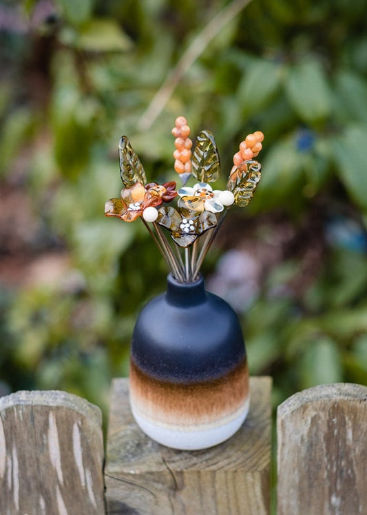 theglassflorist Earthy Toned Glass Flower Bouquet