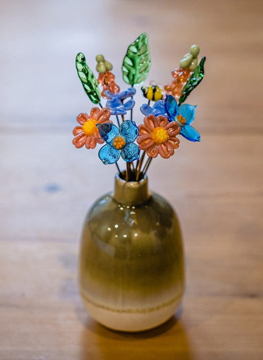 theglassflorist English Cottage Garden Glass Flower Bouquet