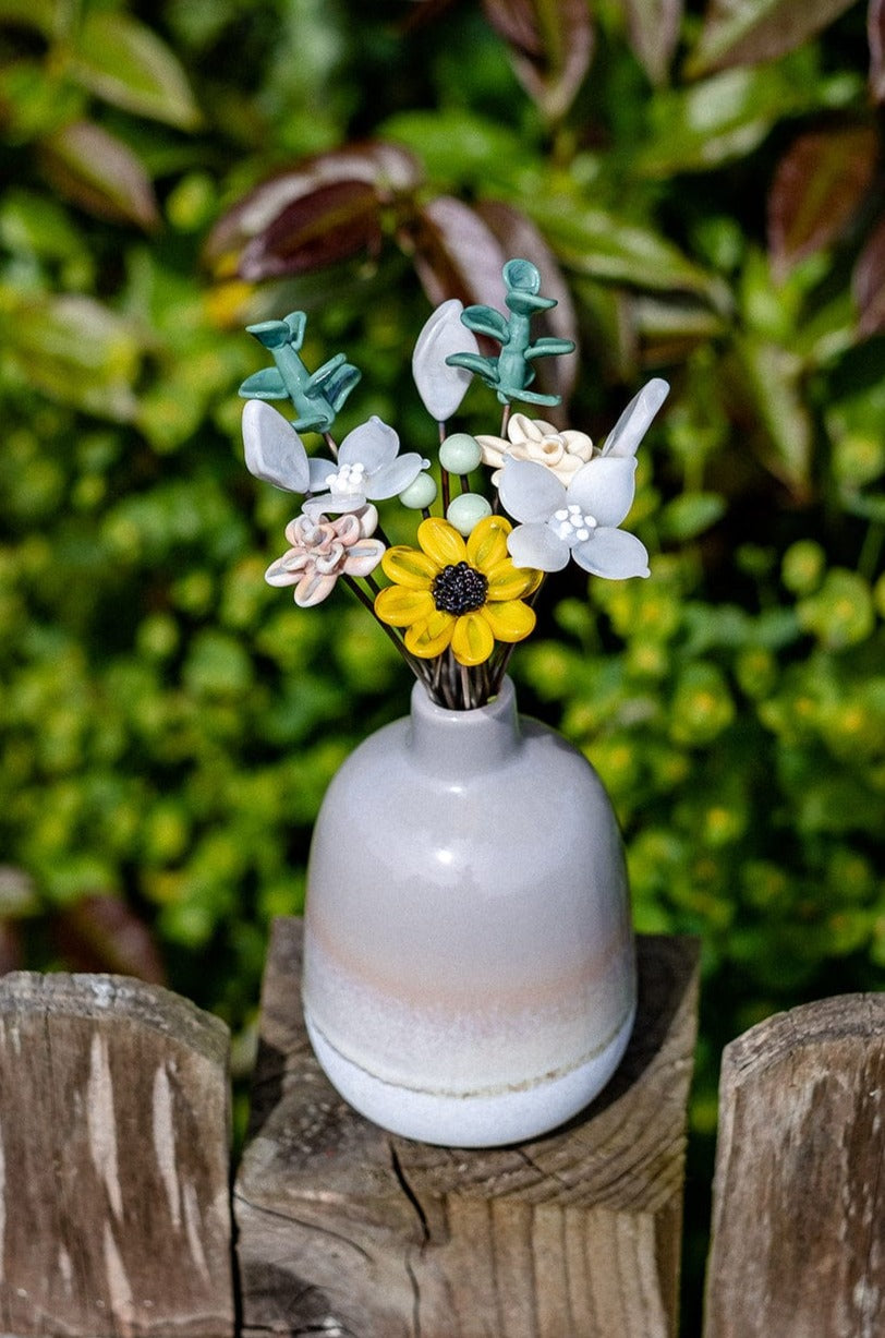 theglassflorist Eucalyptus and Sunflowers Glass Flower Bouquet