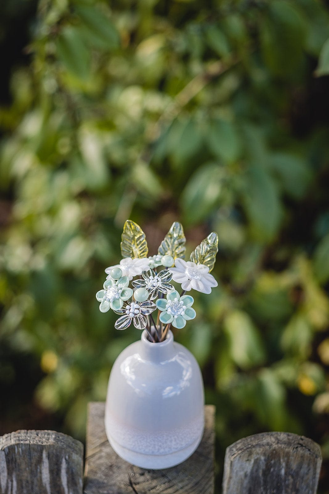 theglassflorist Grey Glitter Glass Flower Bouquet