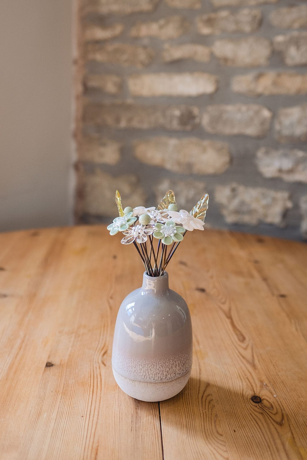 theglassflorist Grey Glitter Glass Flower Bouquet