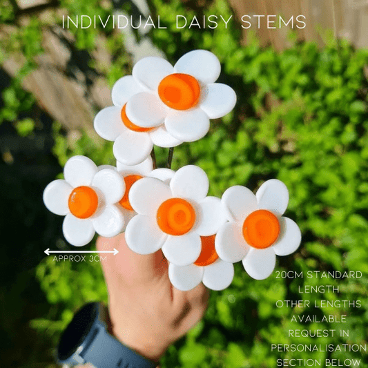 theglassflorist Individual Glass Daisy Flower Stems