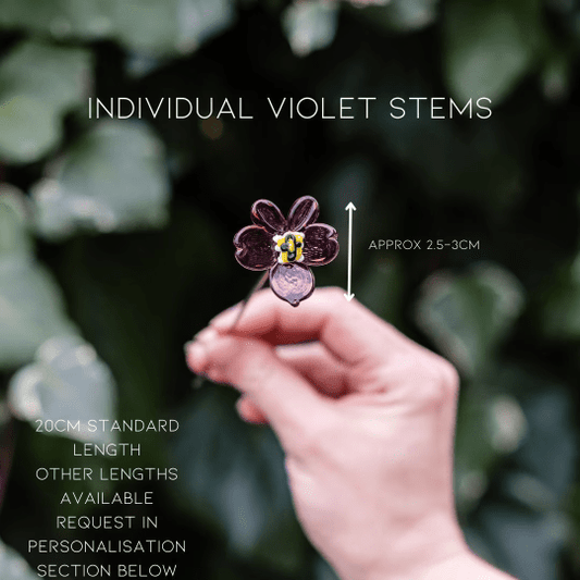 theglassflorist Individual Violet Glass Flower Stems