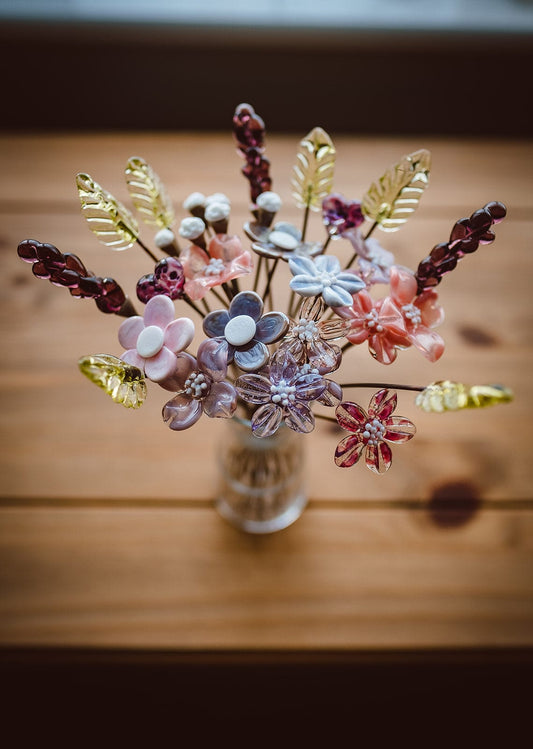 theglassflorist Lavender Love Glass Flower Bouquet