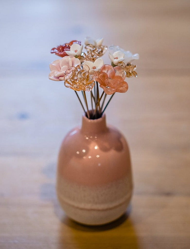 theglassflorist Pink Rose Glass Flower Bouquet