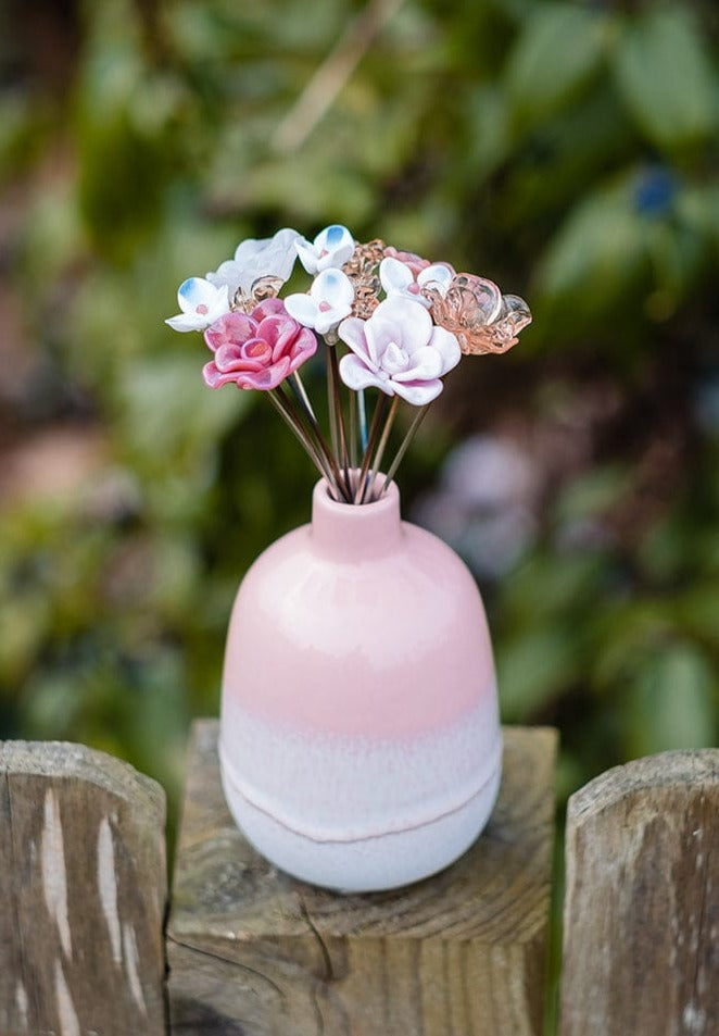 theglassflorist Pink Rose Glass Flower Bouquet