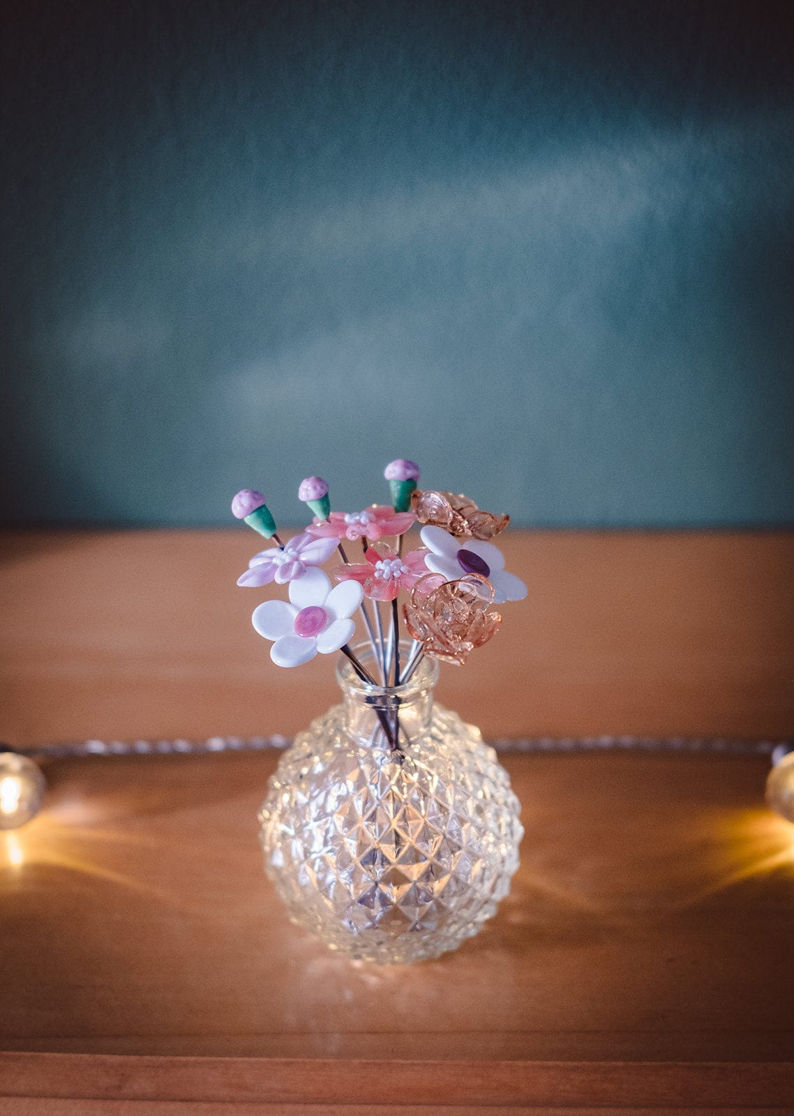 theglassflorist Pink Valentine Glass Flower Bouquet