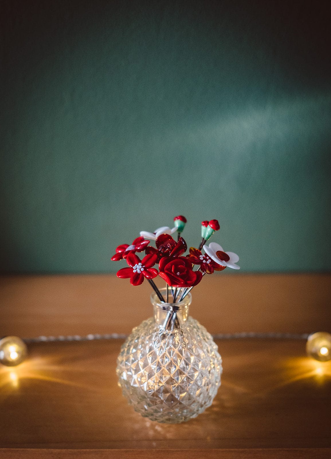 theglassflorist Red Valentines Glass Flower Bouquet