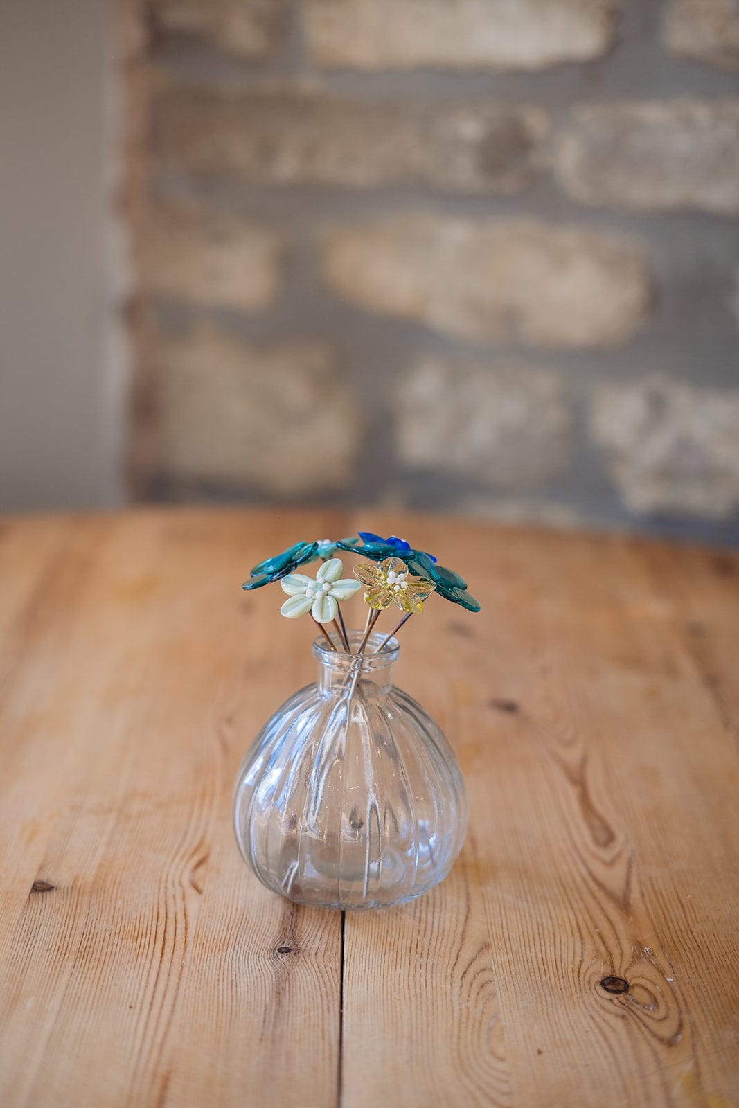 theglassflorist Teal and Turquoise Glass Flower Bouquet